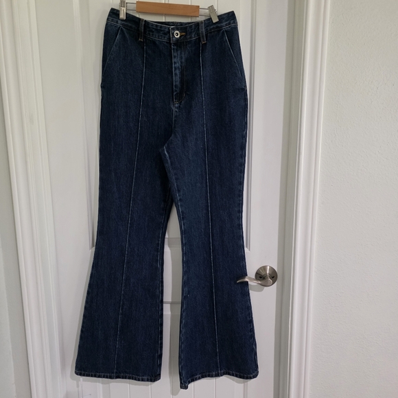 NWT Women's Self Portrait High Rise Denim Flare Bell Bottom Jean Trousers Size 6 - Picture 2 of 9